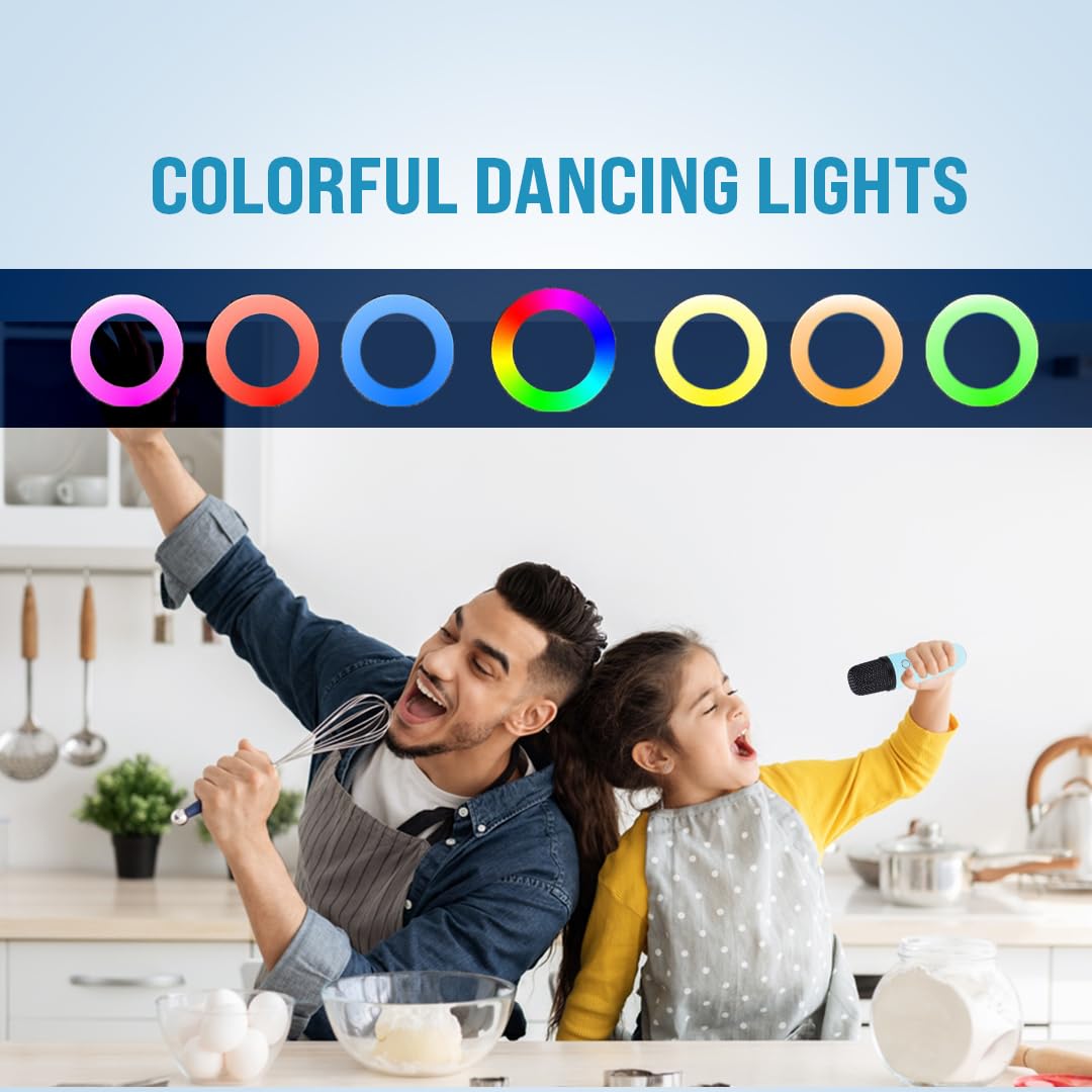 Kidsmate Mini Karaoke Machine with Wireless Mic for Kids | Portable Bluetooth, USB Connectivity Speaker with LED Lights & Music | Fun Singing Toy for Girls & Boys 4-12 Years | Set of 1 -Blue - Image 3 thumbnail