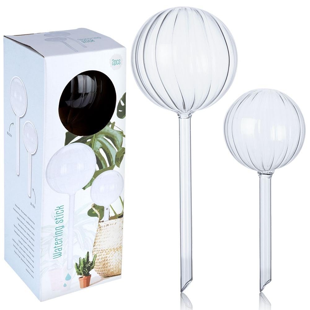 Set di 2 erogatori d'acqua in vetro per piante in vaso, a