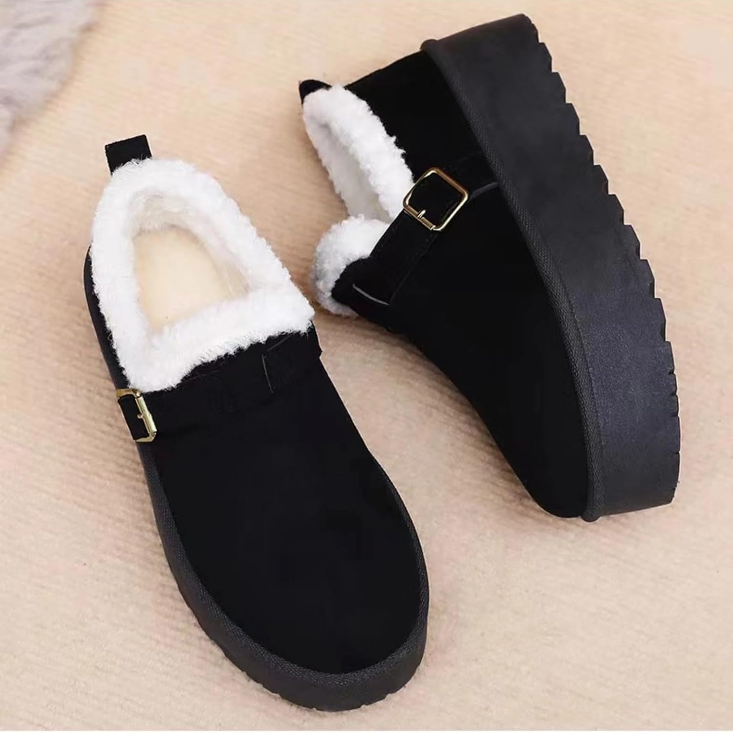 Women's Faux Fur Platform Winter Boots Plush Ankle Warm Lining Stylish Shoes for Gift Giving