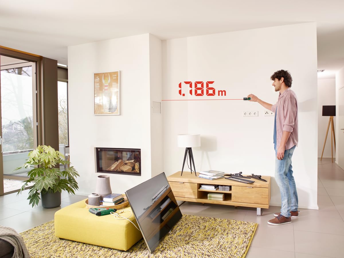 Bosch Laser-Entfernungsmesser EasyDistance 20 (einfache und präzise Messung bis 20 m, Hosentaschenformat, EIN-Tasten-Steuerung, in E-Commerce-Karton)