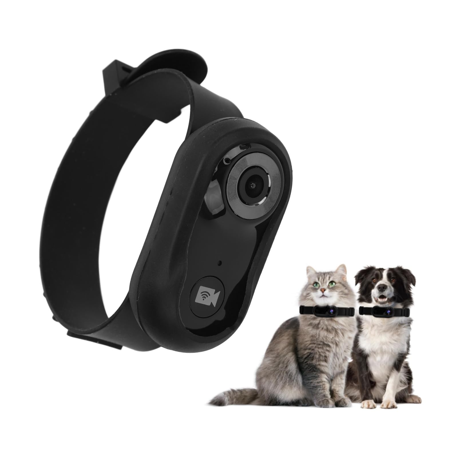Cámara de Collar para Mascotas, 1080P HD Mini Cámara de Acción con Grabación de Vídeo para Perros y Gatos, Tarjeta de Memoria 8G, Cámara Deportiva de Cuerpo Gran Angular de 120°