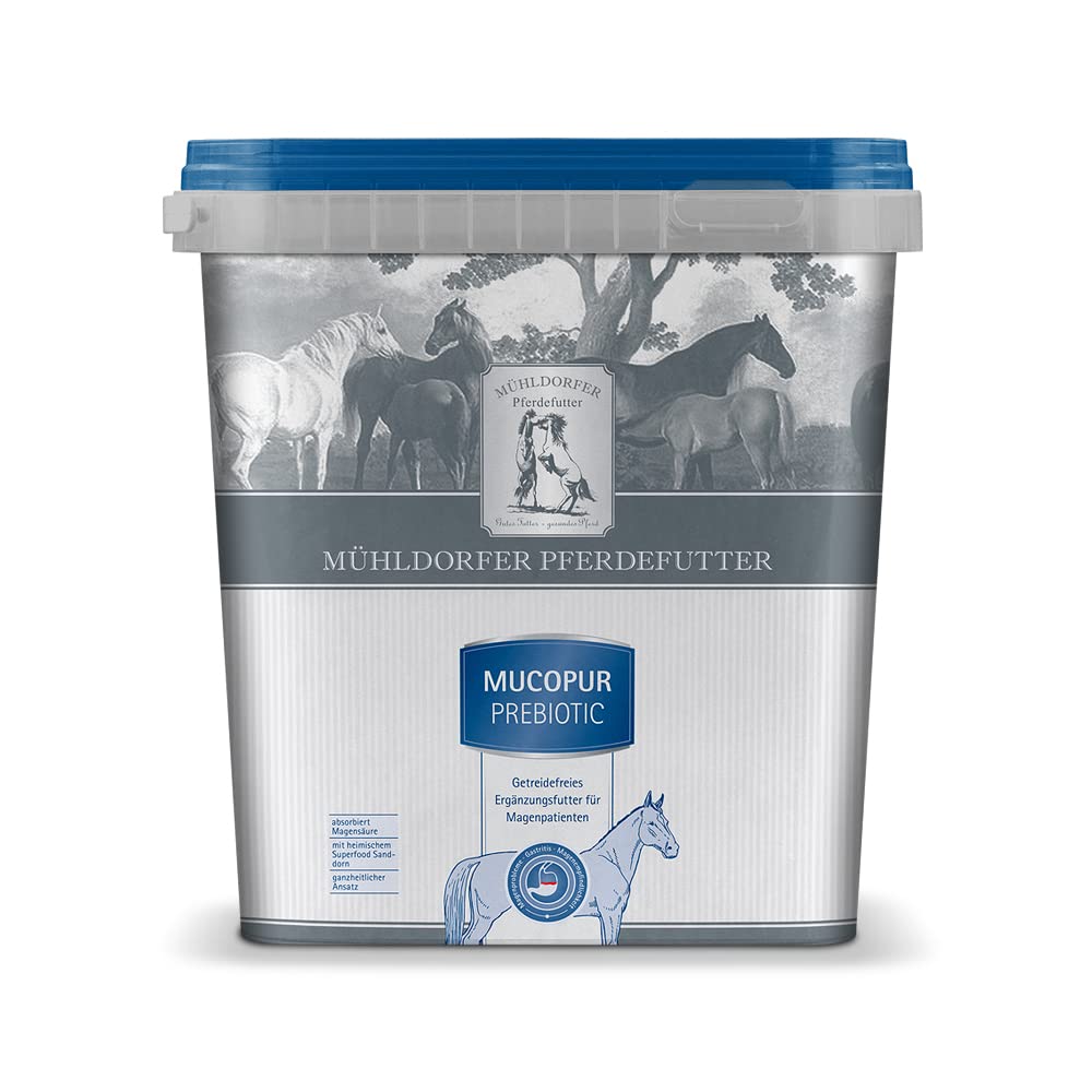 Mühldorfer Mucopur Prebiotic, 2 kg, per cavalli con problemi di stomaco, senza cereali, con olivello spinoso superfood