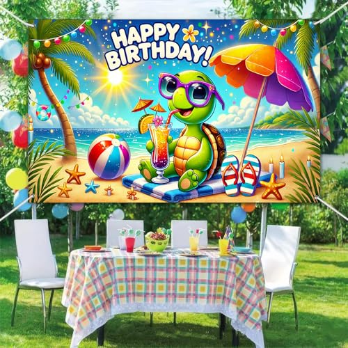 Fondo de cumpleaños BlissYard con diseño de tortuga de mar miniatura 6