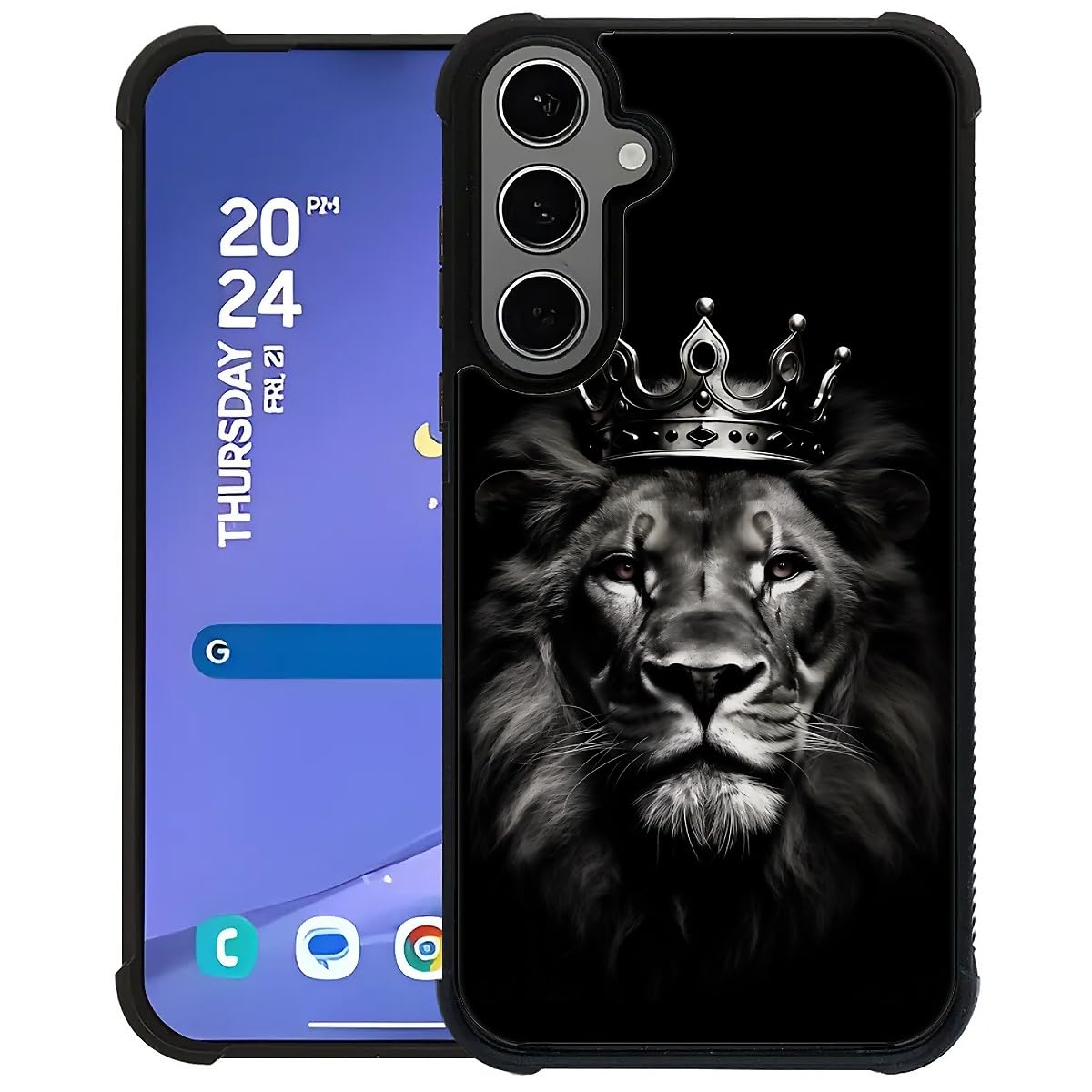 FKBRCL4U for Samsung Galaxy S24 S25 Plus Case, King Crown Lion Pattern Graphic Design Girl Boy Soft Silicone Hard Acrylic Shock Protection for Samsung