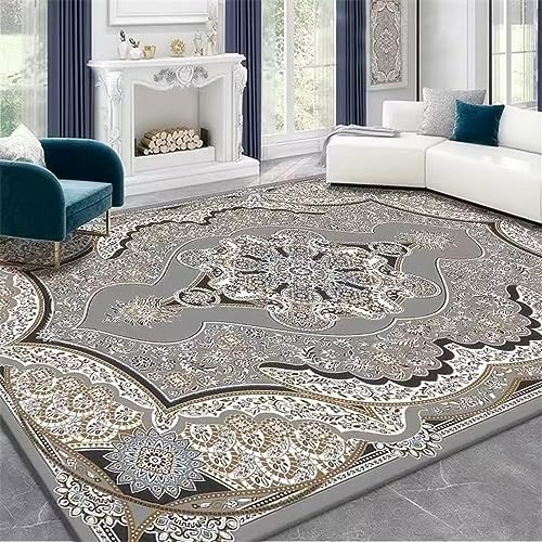 Tapis extérieur et salon gris lavable et robuste pour chambre ado et terrasse