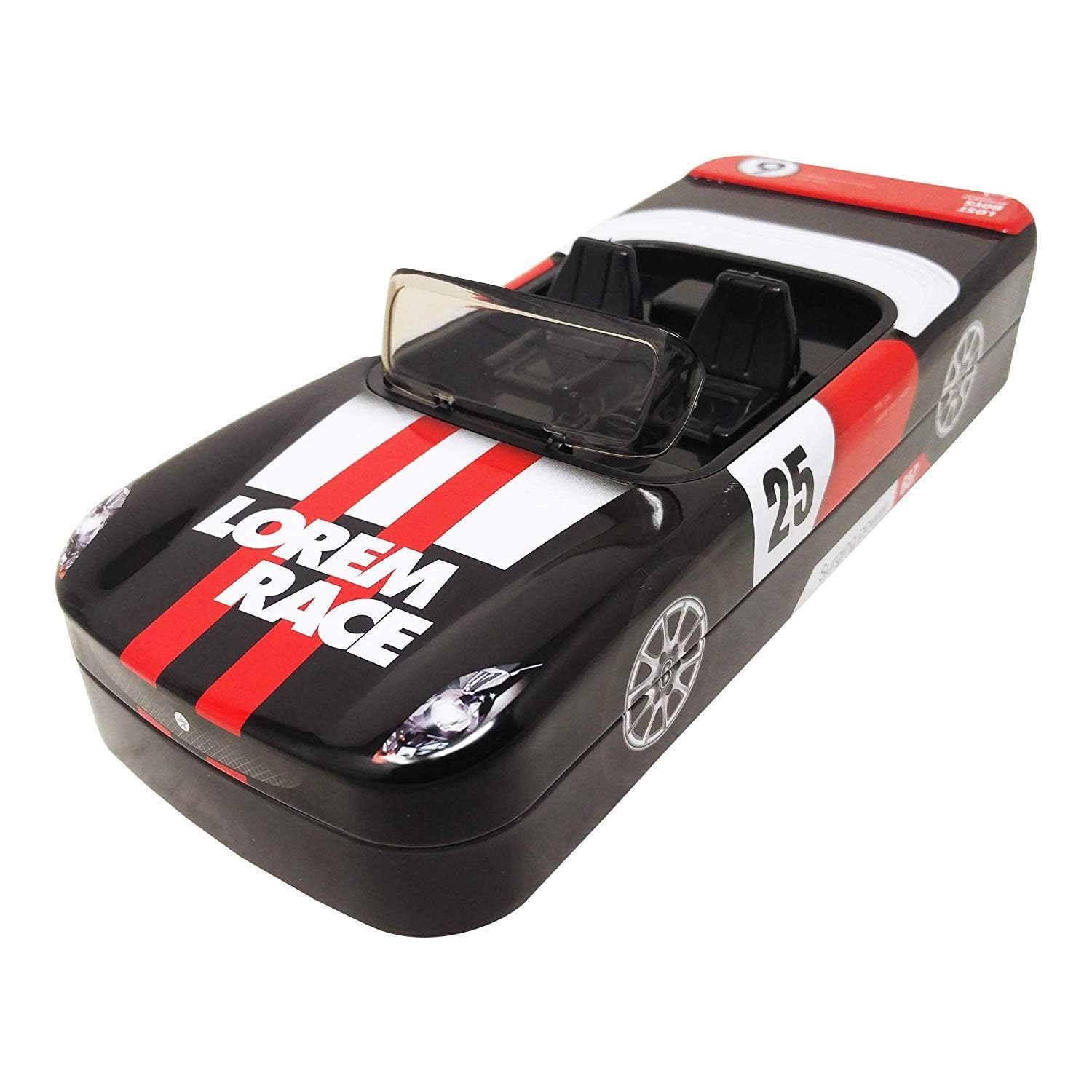Dual Space Racing Car Shape Metal Kids Pencil Box (Assorted)