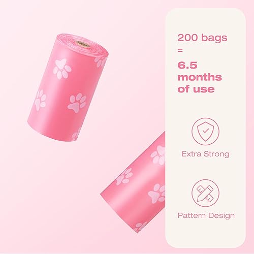 Miniatura 6 de 200 bolsas para excrementos de perro, a prueba de fugas, extragruesas y fuertes, bolsas de basura para mascotas para pasear perros y arena para gatos