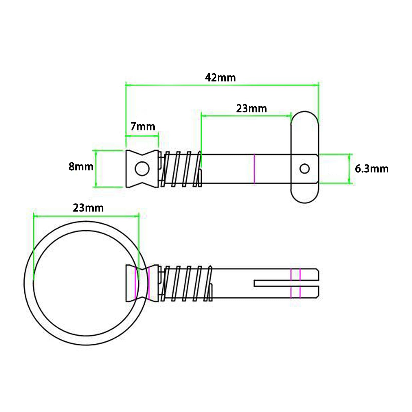 Perni a sgancio rapido, 4 pezzi, diametro 6,3 mm, lunghezza totale 76 mm, perno superiore Bimini, in acciaio inossidabile 316, accessori marini per tettoie per barche