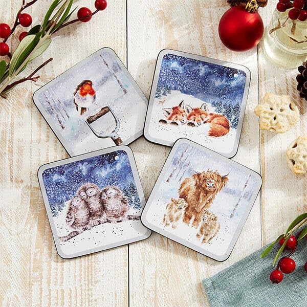 Wrendale Winter Skies Coasters S/4, 10.5cm x 10.5cm