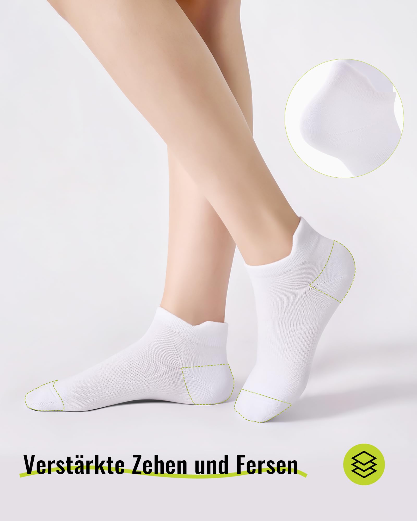 SukModen Calcetines Tobilleros de Bambú, Calcetines Cortos Mujer, Calcetines Transpirables para Deporte, Running y Ciclismo, Anti-Ampollas, Extrasuaves, 6 Pares - 5