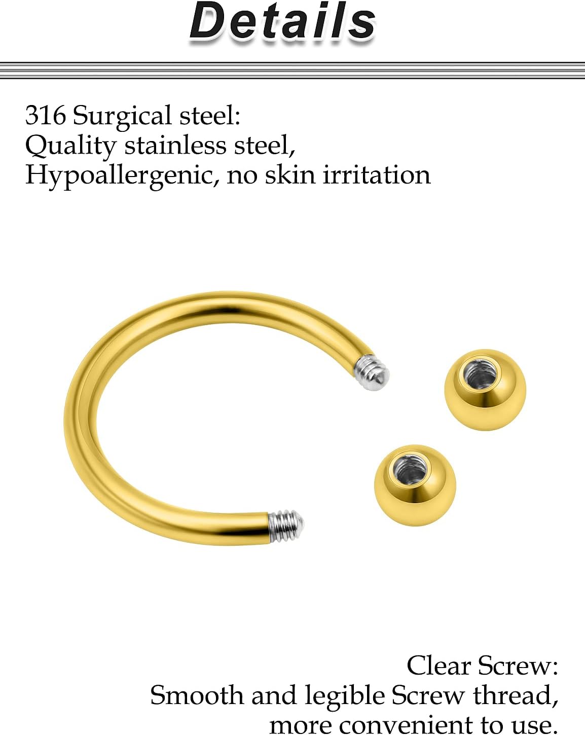 00G 0G 2G 4G 6G 8G 10G 12G 14G 16G Septum Rings Silver Black Surgical Steel Heavy Gauges Earrings Stretching kit Eyebrow Lip Septm Nose Rings Helix Tragus Daith Rook Earrings Hoops 10mm-19mm
