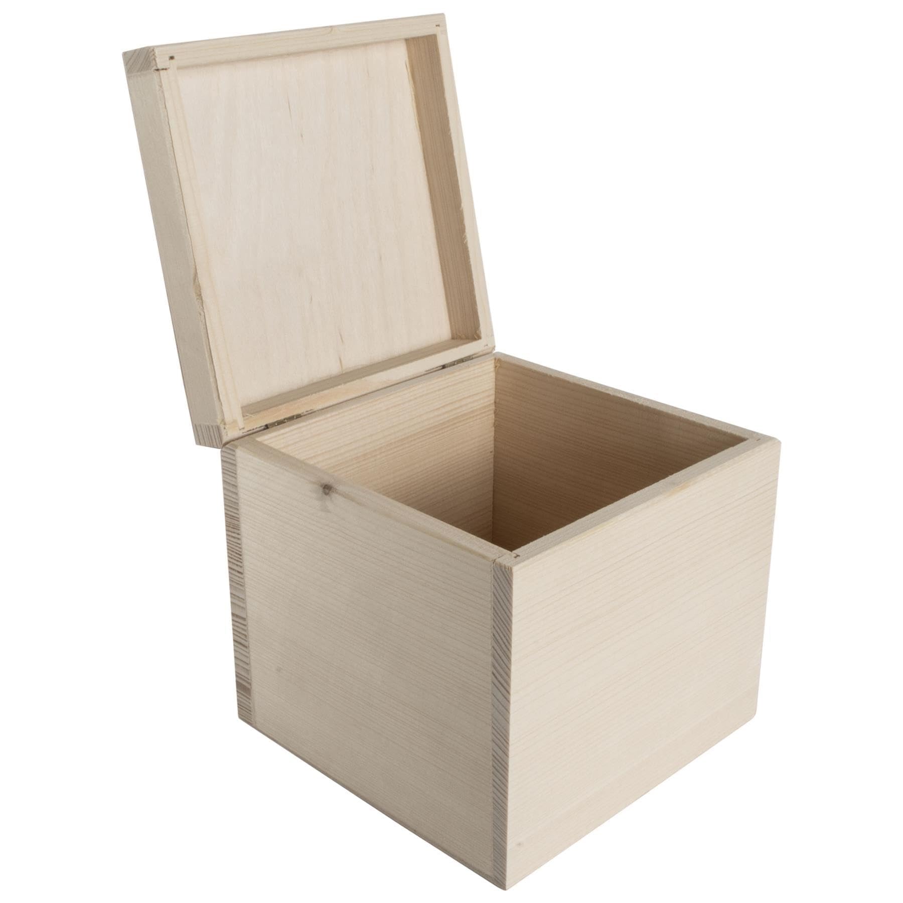 Woodeedoo Natural Wood Square Wooden Keepsake Box With Lid – 16 X 16 X 16 Cm Plain Pine Cube Storage For Trinkets Crafts Memory Items Diy Decoupage Unfinished Organiser Box