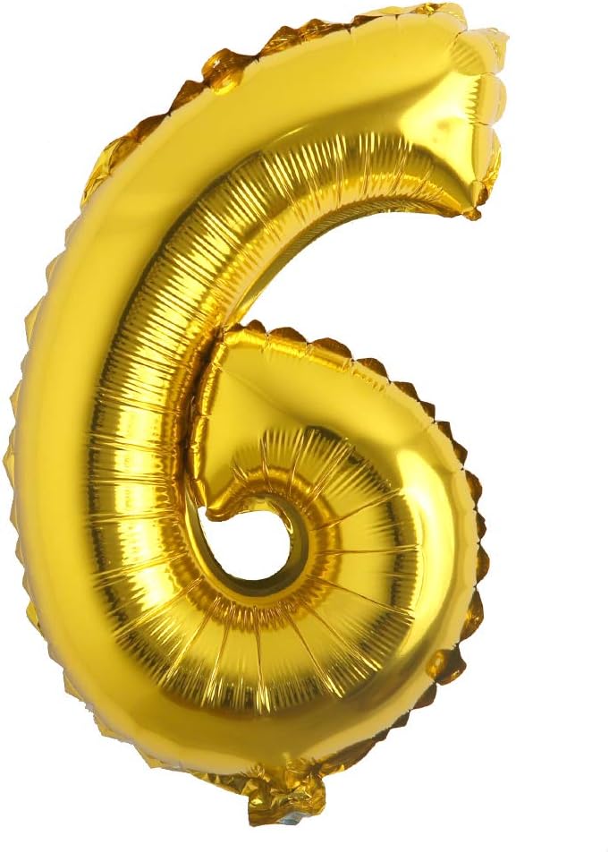 32 inch Letter Balloons Gold Alphabet Number Balloons Foil Mylar Party Wedding Bachelorette Birthday Bridal Shower Graduation Anniversary Celebration Decoration (32 inch 6 Gold)