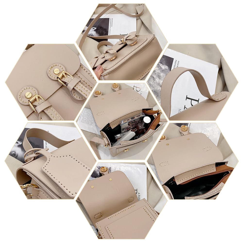 WADORN Kit per La Realizzazione di Borse A Tracolla In Pelle Fai-Da-Te, Borsa A Tracolla In Pelle PU Materiali per Modelli di Cucito Kit Artigianale Borsa per Donna Artigianale, 17x16x7 cm (Albicocca)