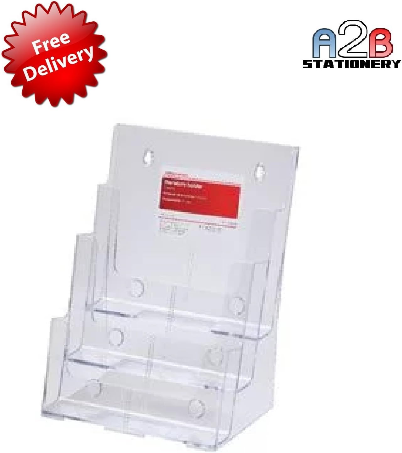 A2B Stationery - 2 X A4 3 Tier sign holder - Acrylic brochure holder