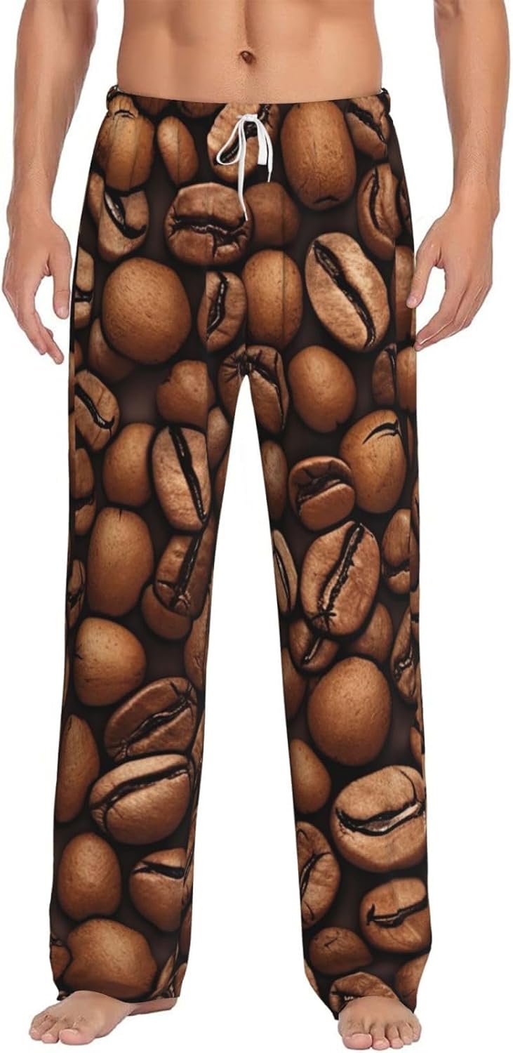 Men's Pajama Pants Ultra Soft Fleece PJ Lounge Bottoms Funny Roasted Coffee Beans Loungewear for Men Sleepwear Pjs X-Large