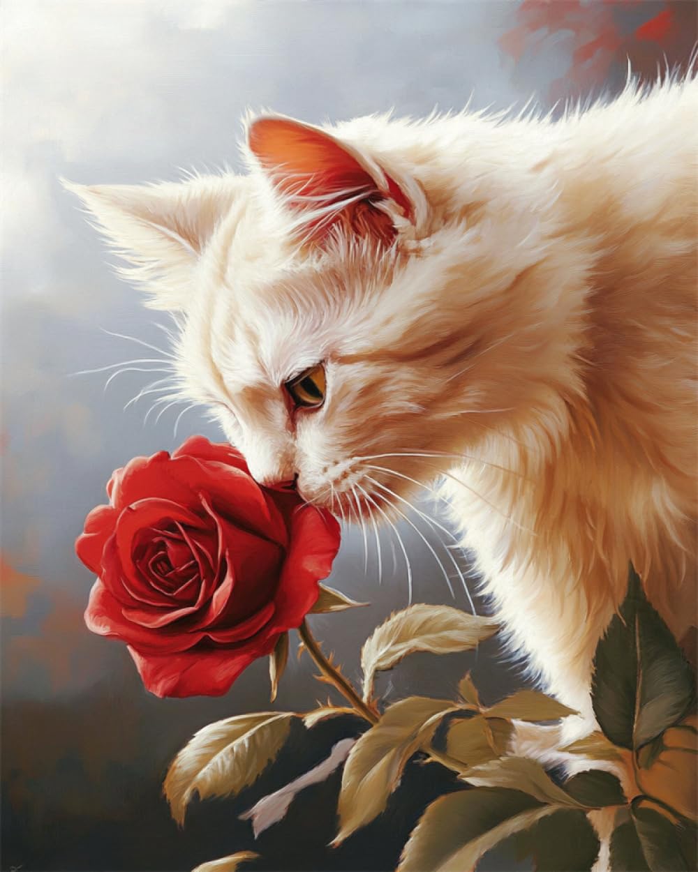 N.LANSHAN DIY Kit Gancio Di Chiusura Gatto E Fiori Di Rosa Kit Per Uncinetto Per Principianti，Anziani，Appassionati Di Fai Da Te In 3D Set Per La Realizzazione Di Tappeti 100x140cm