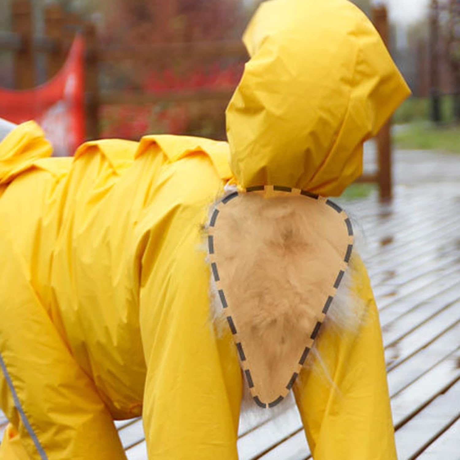 Large Dog Raincoat Hoodies Poncho Pet Water Proof Clothes Lightweight Rain Jacket with Transparent Brim/Strip Reflective for Medium Large Dogs with Tail Cover