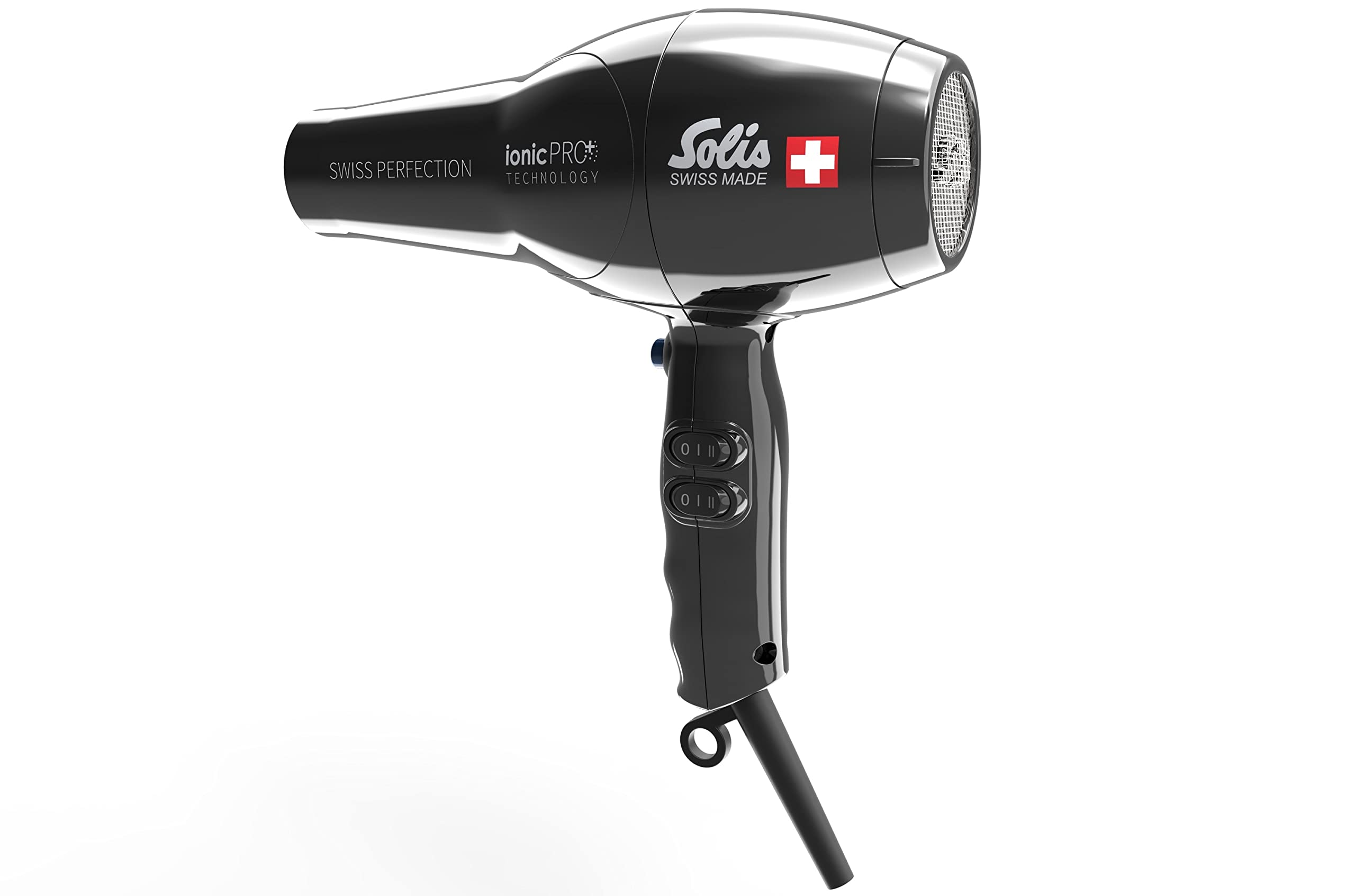 Solis Swiss Perfection 360º ionicPRO 440 - suszarka do włosów Professional - z technologią IonicPRo - Przewód obrotowy o 360º – w zestawie dysza do stylizacji - czarny