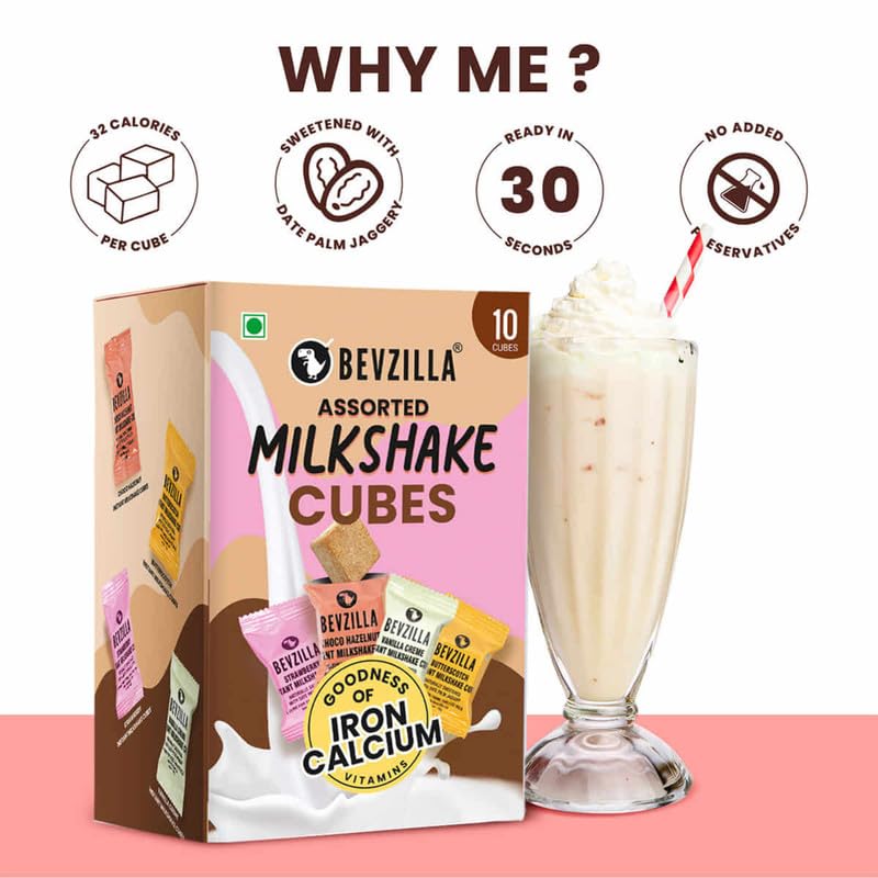 Image of Bevzilla Instant Iced Tea Mix - 10 Refreshing Flavours (30g Each) | Perfect Summer Drink | Cold Brew + 10 Assorted Milkshake Cubes in 4 Delicious Flavours | Hot & Cold Beverage Combo