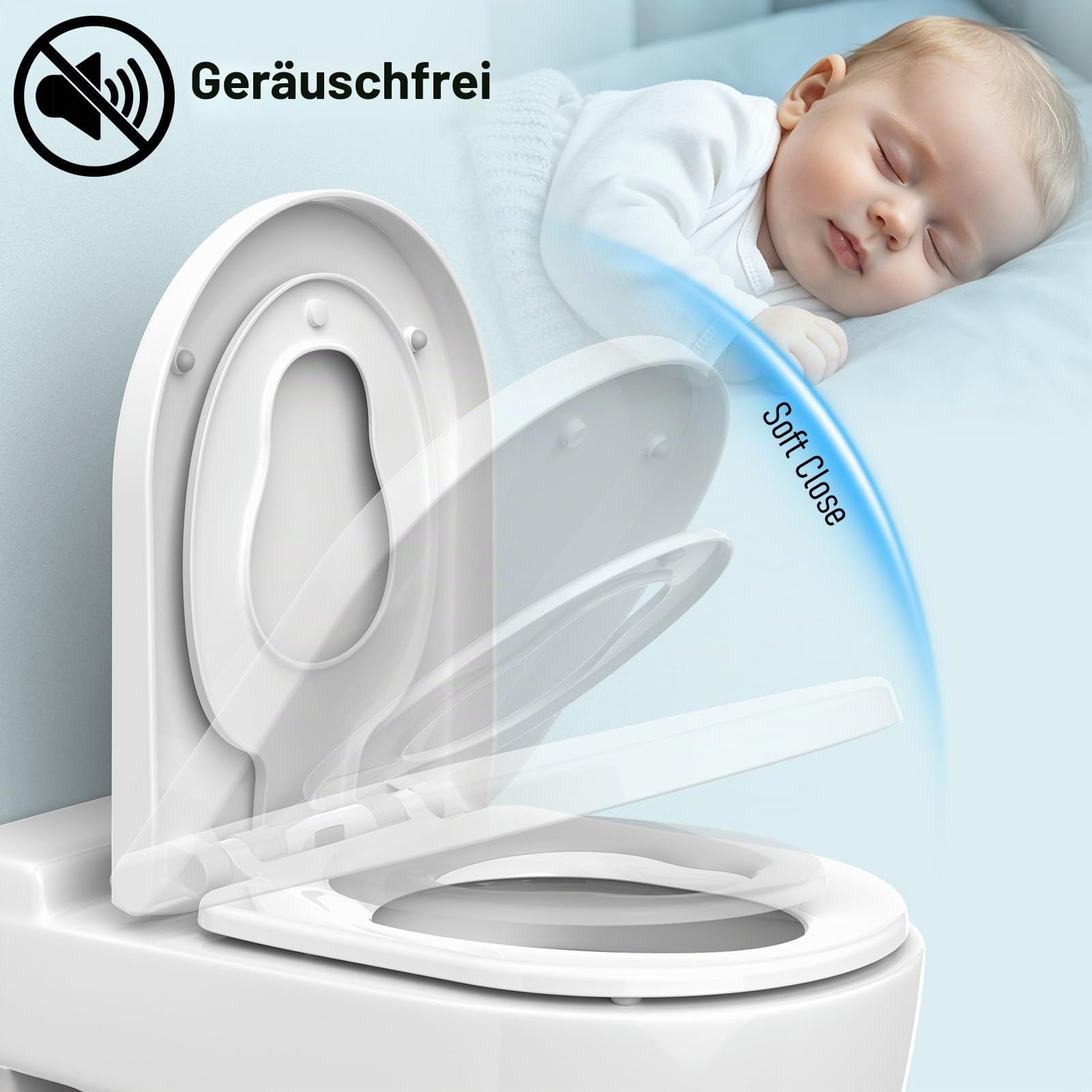 WC Sitz family, MUJIUSHI Familien Toilettendeckel mit Abnehmbarer Kindersitz, Absenkautomatik,Verstellbares Scharnier, Quick-Release-Funcktion/D/U-Form PP Kinder und Erwachsene Klobrille Baumarkt
