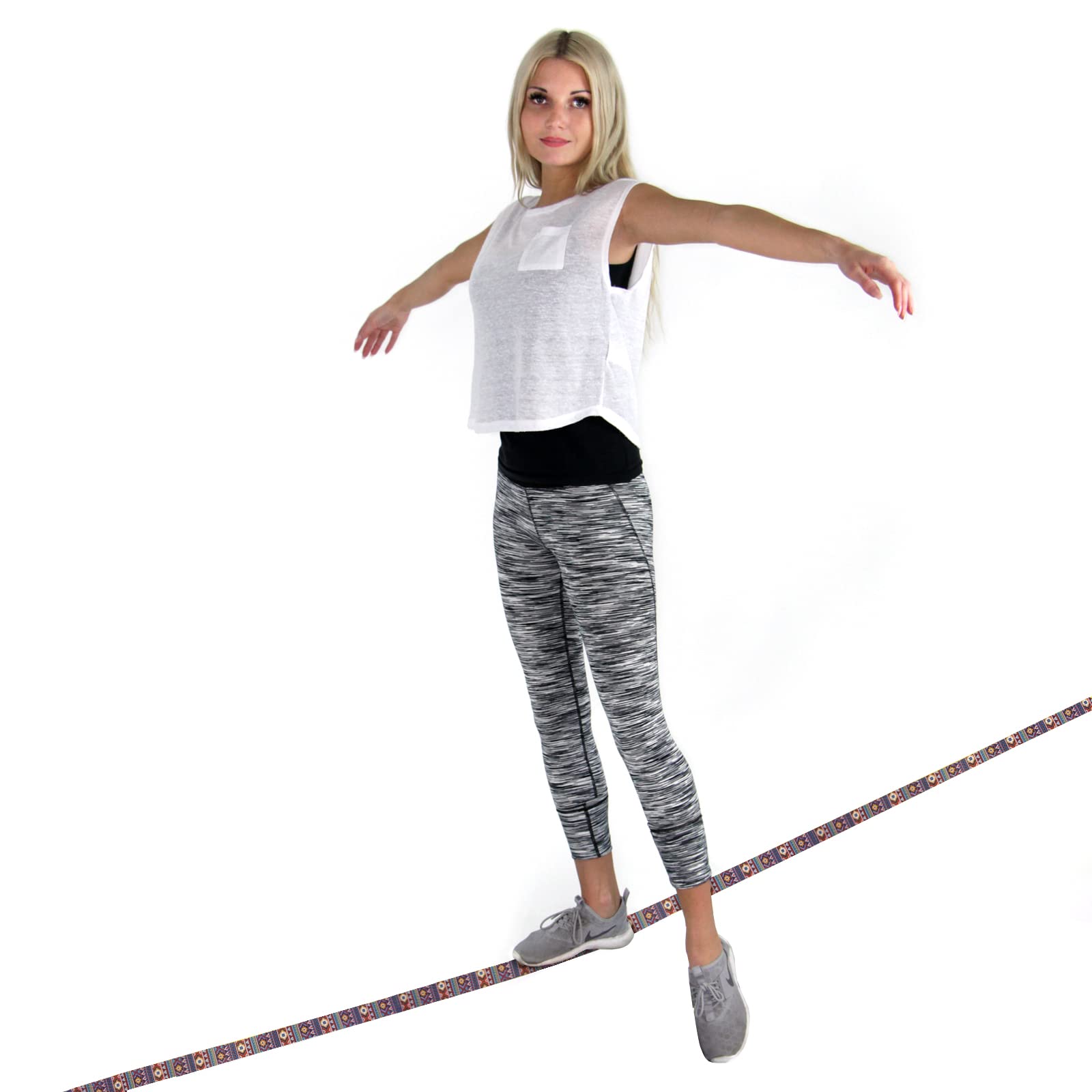 ALPIDEX Slackline Set 15 m + protector de árbol y protector de trinquete , ideal para niños, principiantes y expertos