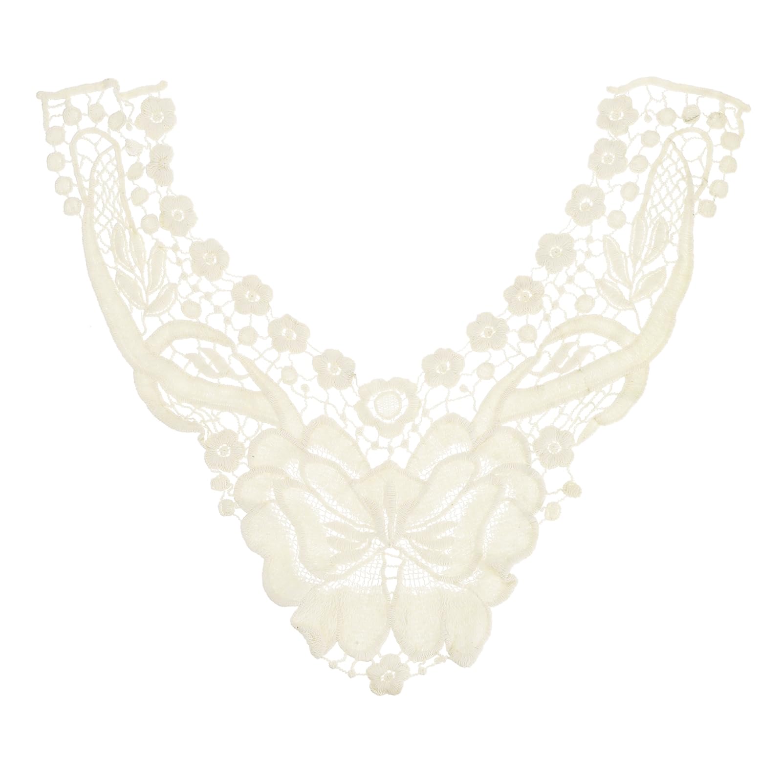 sourcing map 2 Pack Lace Applique Flower Patches, 12x14 Inch Floral Sew on Embroidery Trim Appliques Fabric Collar Patch Motif for Wedding Gown Dress Bridal DIY Crafts Decoration, Apricot