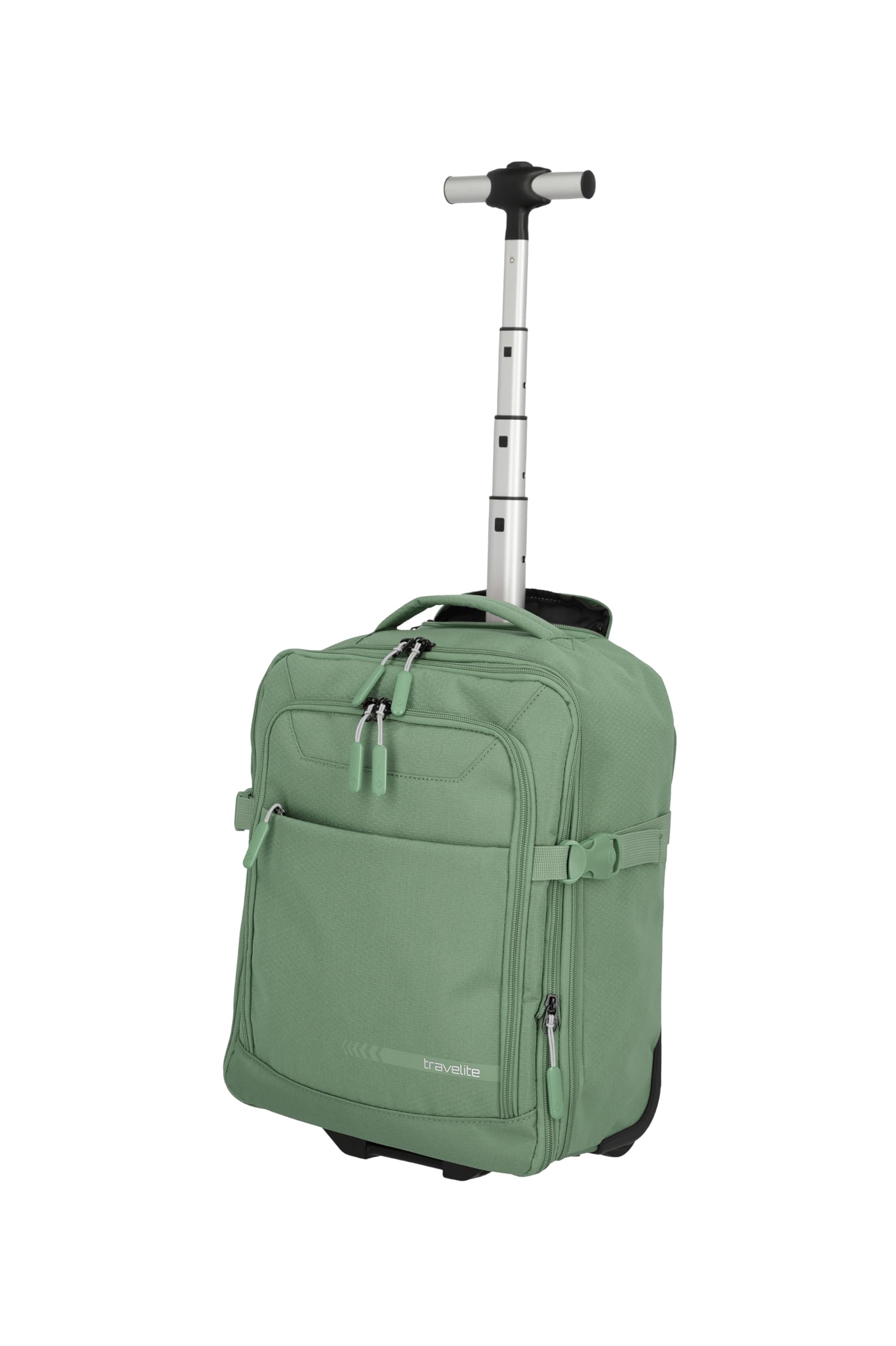Travelite Rucksack KICK OFF, Laptopfach 15,6 Zoll, Handgepäck Rucksack mit Rollen und Teleskopgestänge, vielseitiger Reiserucksack, 30 x 40 x 20/23 cm, 24/28 L