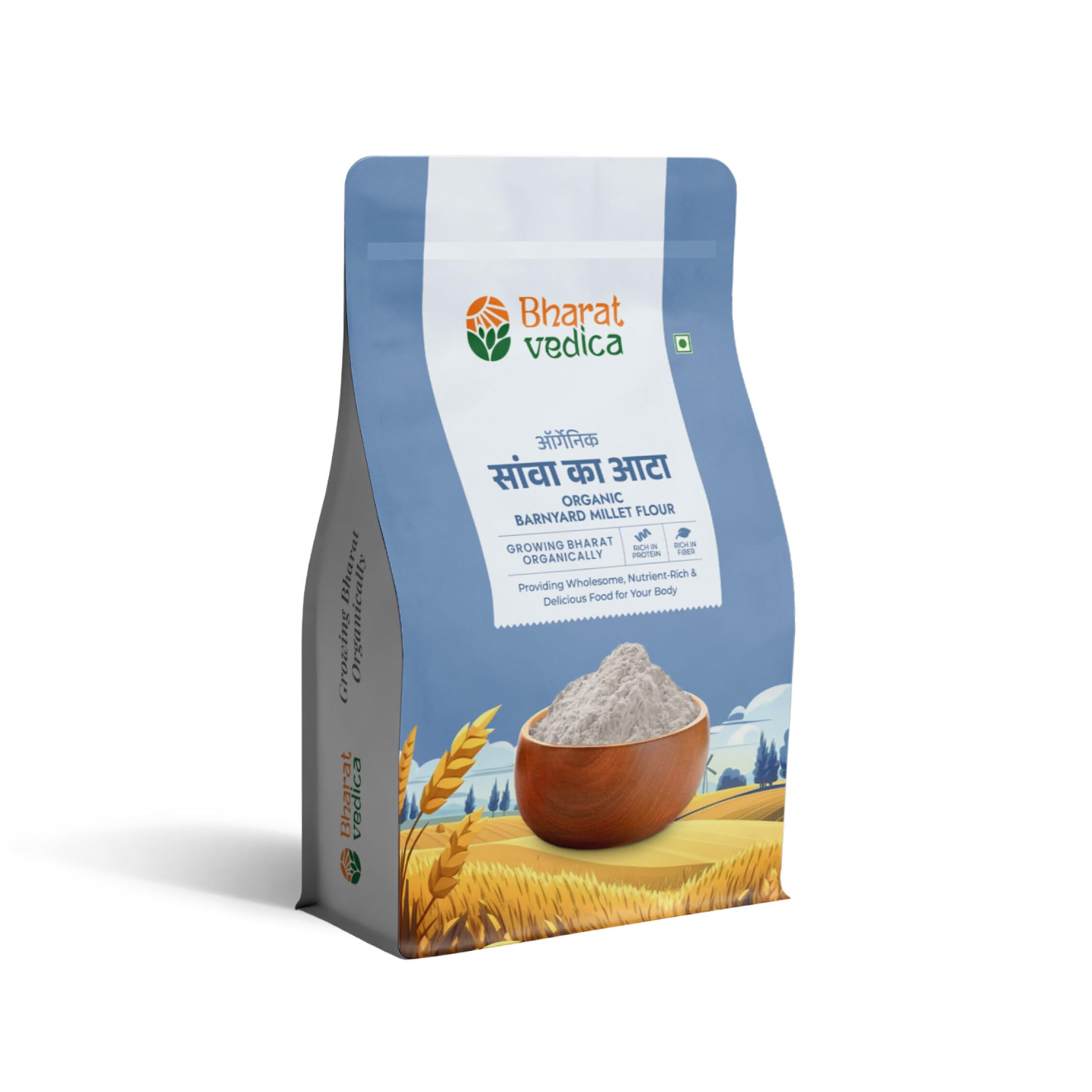 Bharat Vedica Barnyard Millet Flour, Organic & Stone Milling Method, High Fiber Little Grain Flour, Gluten-free, 1 kg