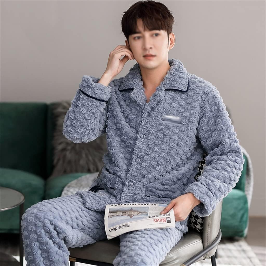 Cotton-padded Jacket Home Clothing Suit Thick Coral Velvet Pajamas Men's Autumn And Winter