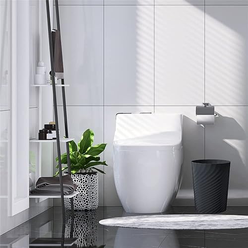 Miniatura 3 de XAJH Cubo de basura pequeño de plástico, papelera de reciclaje de 1.8 galones, cubo de basura de perfil delgado para espacios compactos, baño,