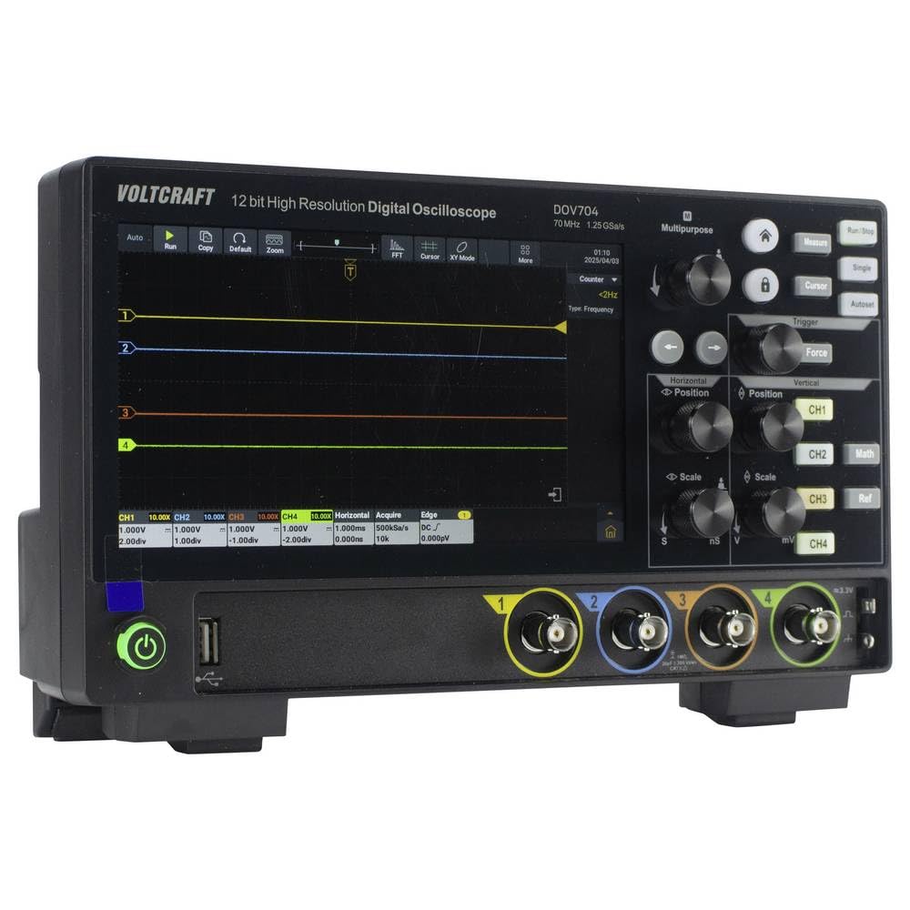 VOLTCRAFT DOV704 Digital-Oszilloskop 70 MHz 4-Kanal 1.25 GSa/s 50 Mpts 12 Bit Digital-Speicher (DSO) 1 St.
