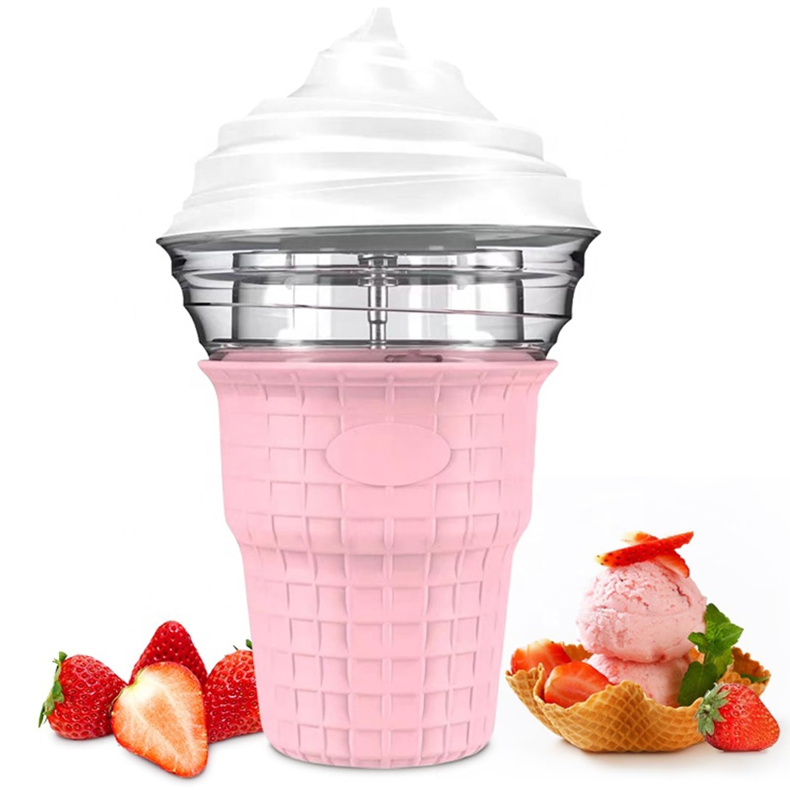 Mini Fruit Soft Serve, 450 Ml Automatische Mini Fruit weiche Eiscrememaschine, Freezing Joghurt Sorbet Hersteller Automatische Maschine, Gesundheit, Einfache One-Push-Operation,Pink