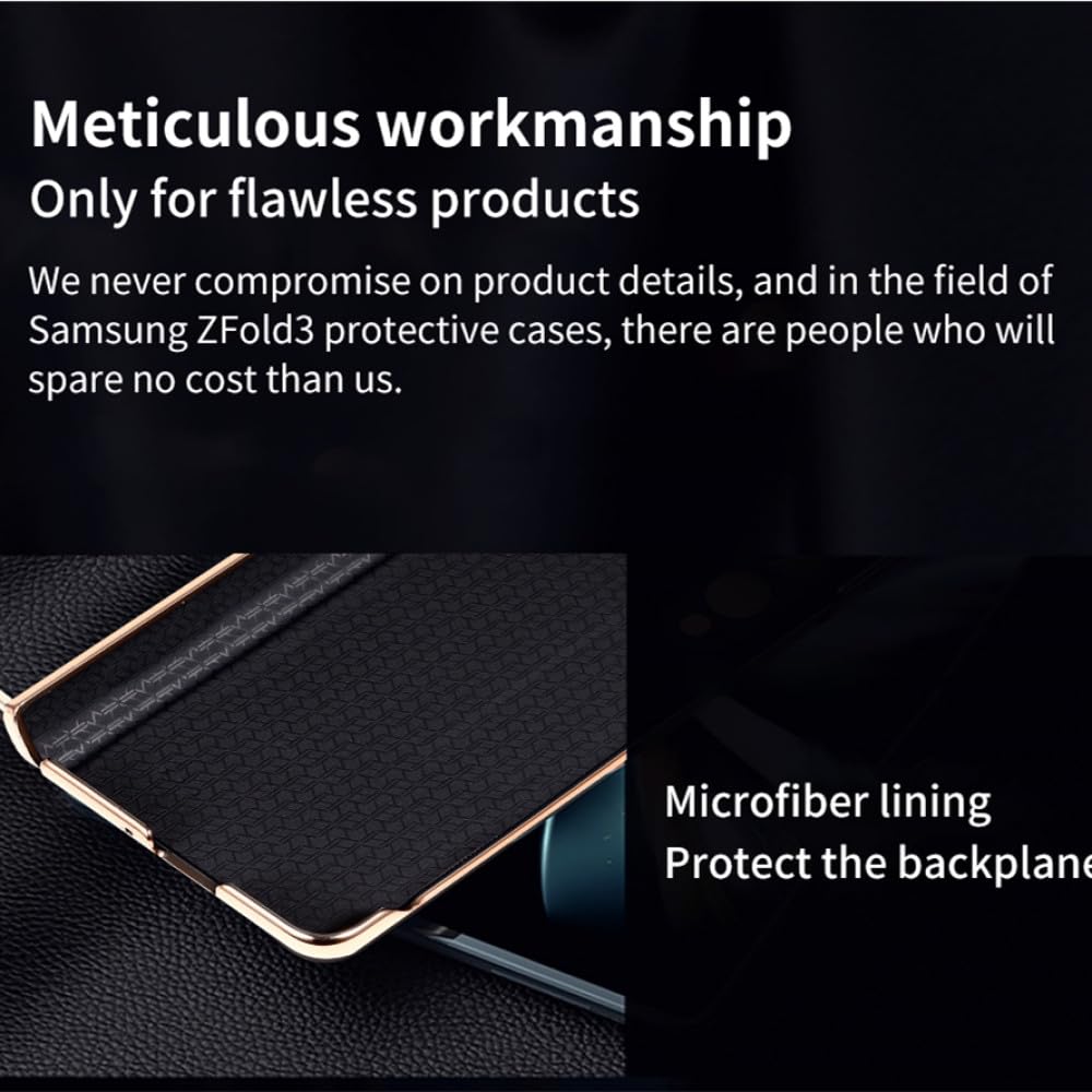 Custodia per telefono in vera pelle per Samsung Galaxy Z Fold5 Fold 5 4 3 Fold4 ZFold5 ZFold3 Cover posteriore con pellicola a specchio in vetro temperato, per Galaxy Z Fold4,4
