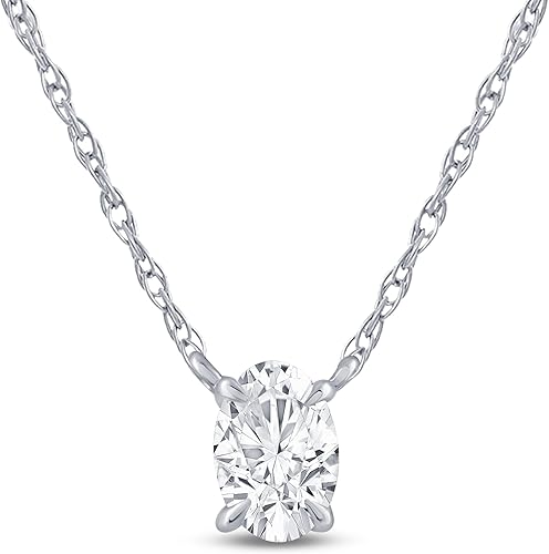 La Joya Collar de diamantes cultivados en laboratorio para mujer Oro blanco de 14 quilates Collar con colgante de diamante flotante de 12 quilate