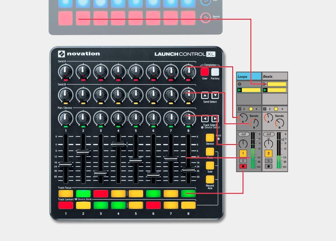 Novation Controlador Launch Control XL para Ableton Live com kit