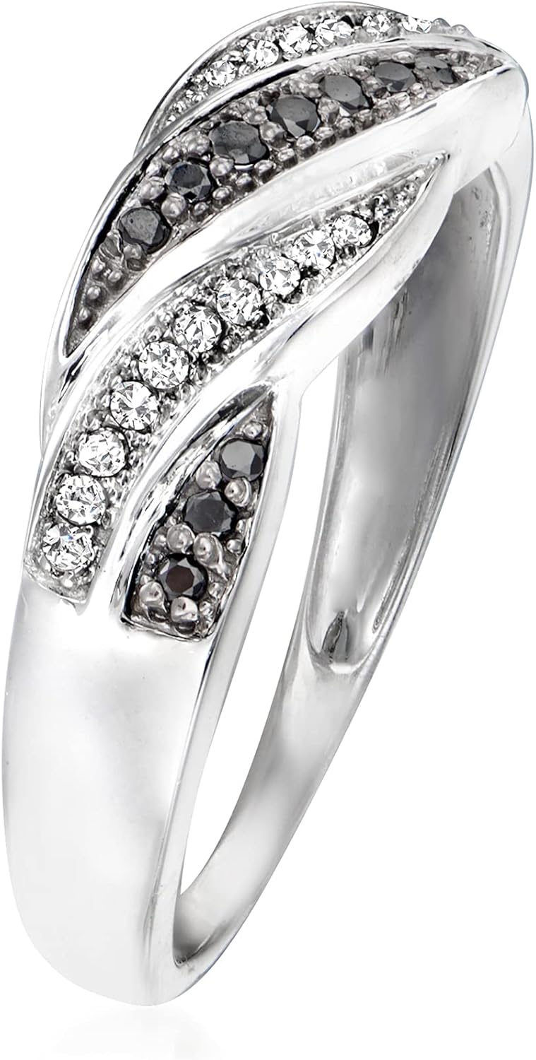 Ross-Simons 0.15 ct. t.w. Black and White Diamond Twisted Ring in Sterling Silver
