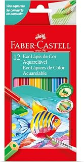 Lápis Aquarelável EcoLápis Faber Castell, Multicor, pacote de 12