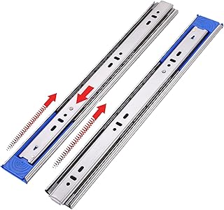 Roller-Bearing Runners Drawer Slides 250-550mm Soft Close Drawer Slide Full Extension Ball Bearing Side Mount Drawer Slides, Width 45mm (Size : 300mm/12in)