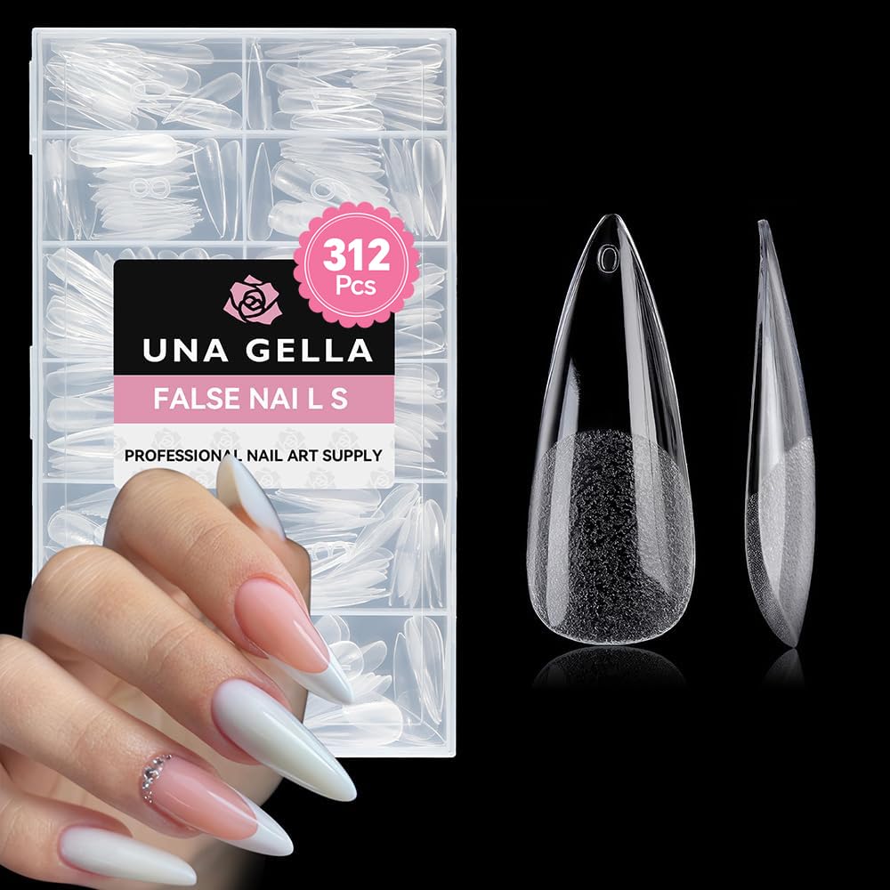 Stiletto Gel Nail Tips Long: Full Cover 312pcs Half Matte Stiletto Gel Tips Press On Nails for Faster Gelly Nail Extension, Clear False Fake Acrylic Nails 12 Sizes for Her