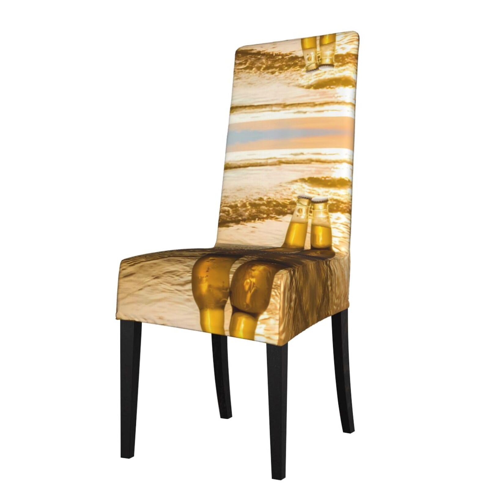 HJFCZH Bottles Beer Beach Sunset Time Prints Protection Cover for Dining Chair - Stretchable Chair Throw Covers for Dining Room, Hotel Event Party