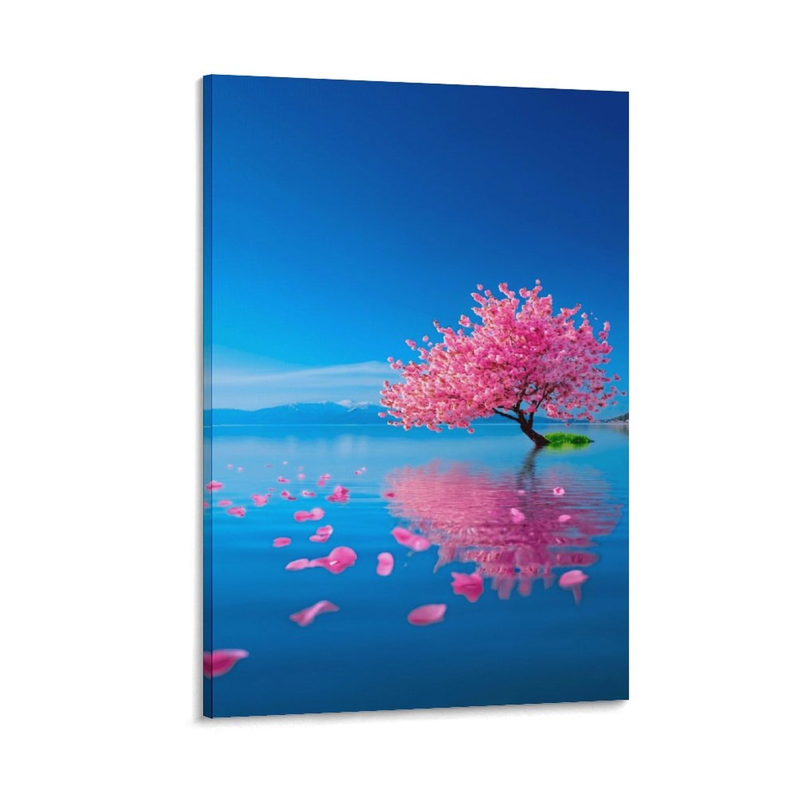 XPASHIQWC Cherry Blossom Tree Lake Wall Decor Poster Canvas Prints Picture Modern Wall Art Picture Wall Hanging for Bathroom Wall Decor 20x30inch(50x75cm)