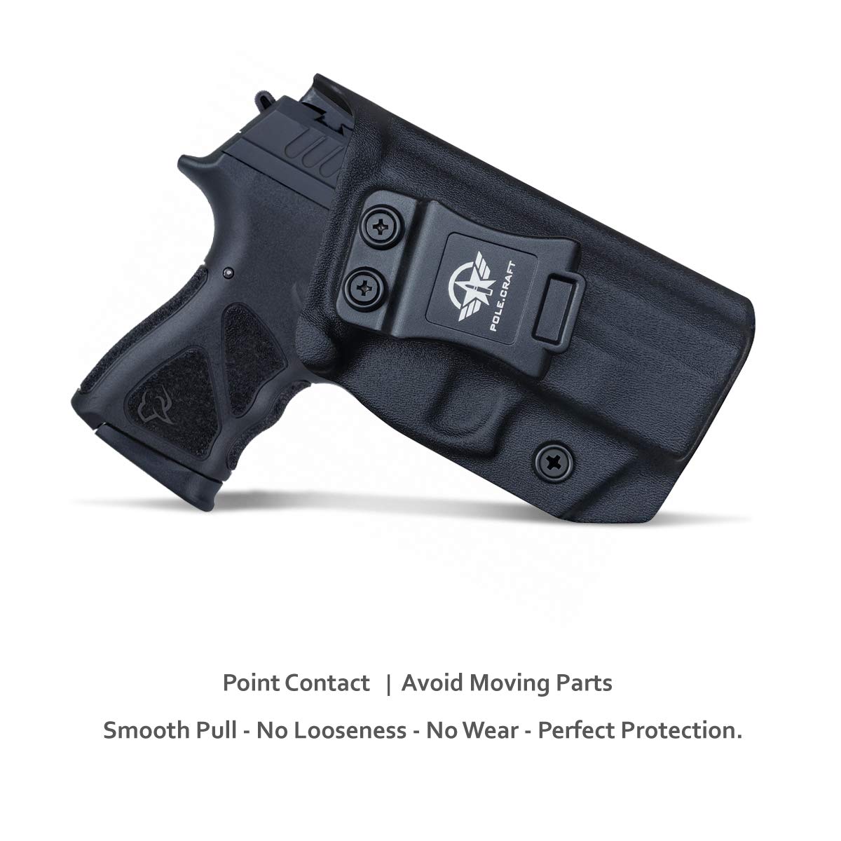 Taurus TH9C Holster,IWB Kydex Holster Fits : Taurus TH9C Pistol Case?Inside Waistband Concealed Carry Holster?Adj. Cant Retention?Cover Mag-Button?No Wear?POLE.CRAFT (Black, Right Hand Draw)