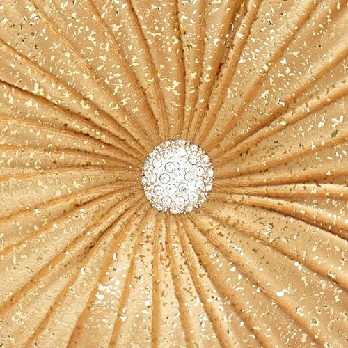 Image of EUCIOR Round Throw Pillows,Golden Throw Pillows,Soft Spandex Velvet Fabric,Pumpkin Pleated Handmade Gold Round Velvet Decorative Pillow for Sofa Bedroom Livingroom(Golden)