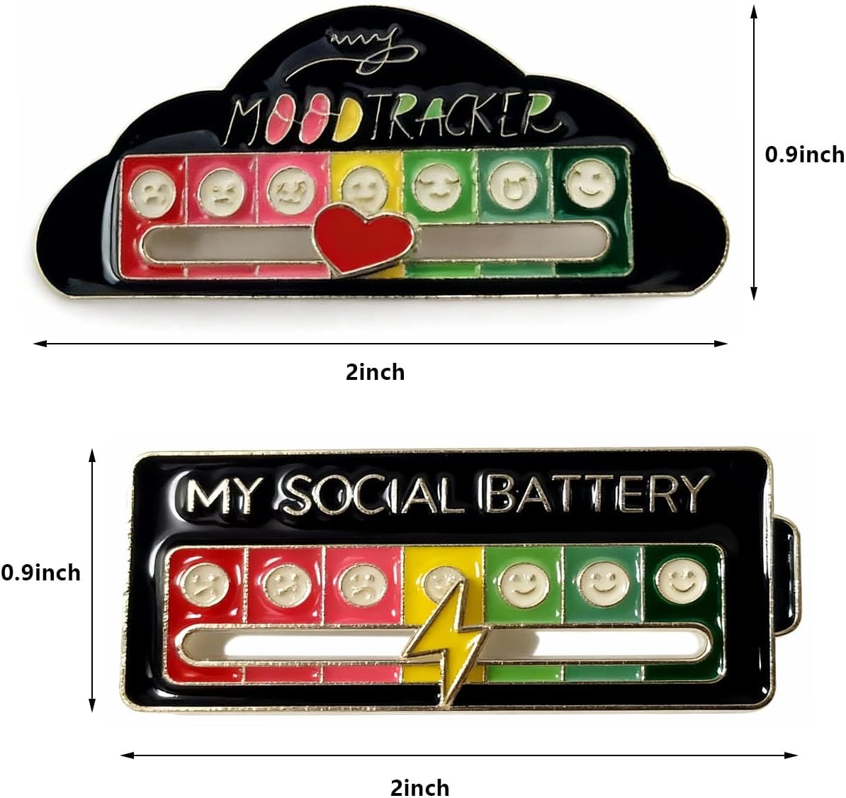 8PCS Social Battery Slider Pin – Interactive Mood Enamel Badge for Adults & Teens, Slide to Show Your Social Energy Level, Funny Introvert Accessory for Backpacks, Jackets & Gifts
