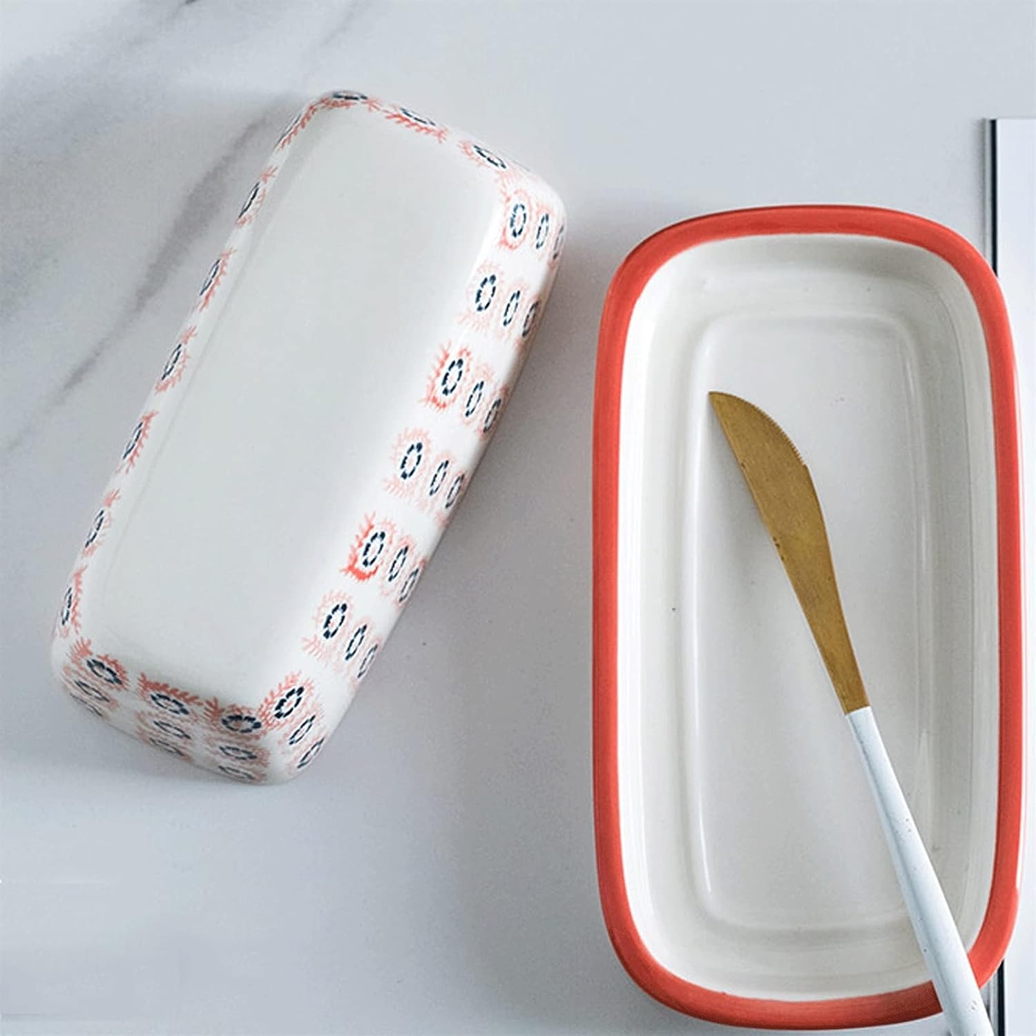 butter dish Hand Painted Ceramic Butter Dish, Simple rectangular cheese boxHome Essentials Butter Sealing Tank,Home Essentials Butter Sealing Tank Butter Plate
