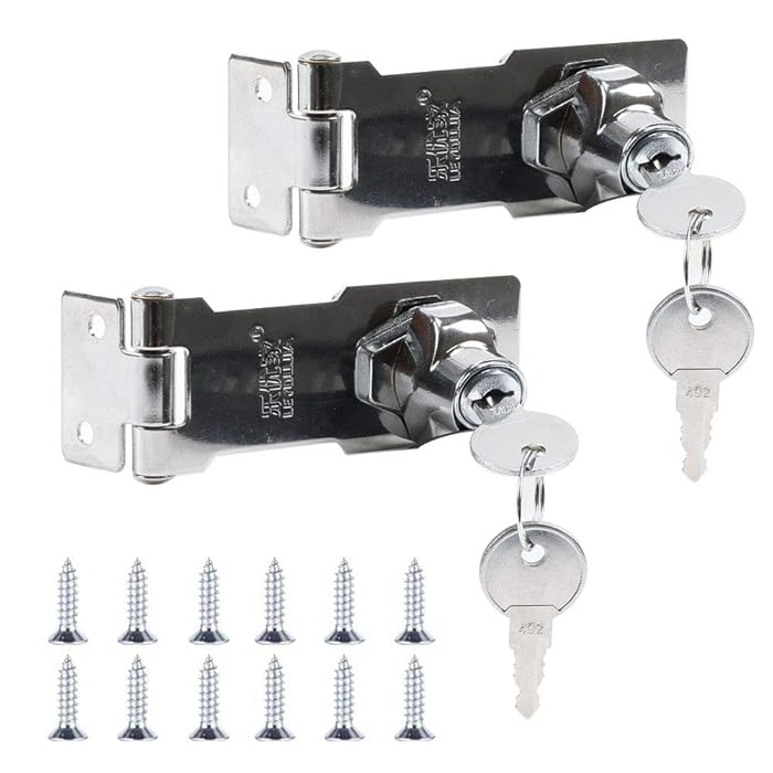 Buy HUSZZM 2Pack Keyed Locking Hasp Shed Lock Heavy Duty Hasp and