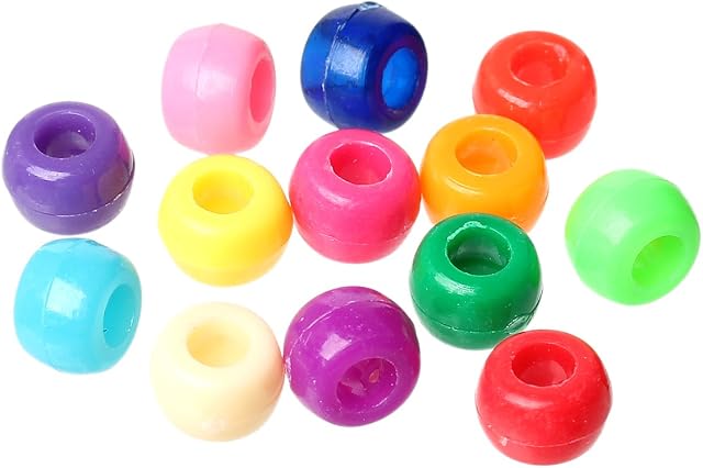 Rainbow Acrylic Pony Large Hole Beads 9mm x 6mm - Versatile for Jewellery Making & Crafts (Pack of 100+)