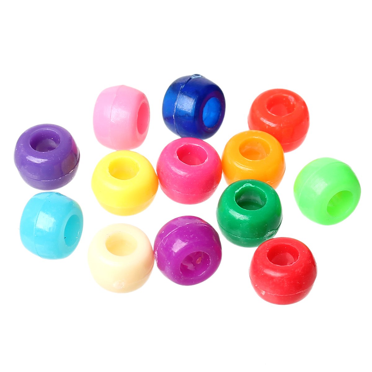 Rainbow Acrylic Pony Beads Large Hole 9x6mm Pack of 100+ -Make it 99+
