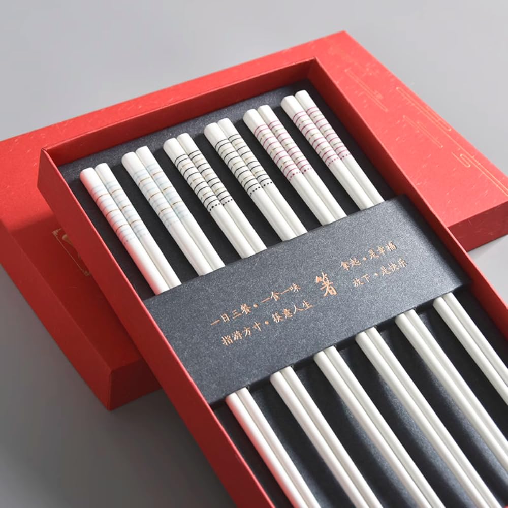 Baguettes baguettes chinoises Baguettes de cuisine, 6 paires de baguettes en céramique, porcelaine d'os domestique, baguettes de luxe légères à haute apparence
